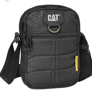 CAT Caterpillar Black Quilted Messenger Bag